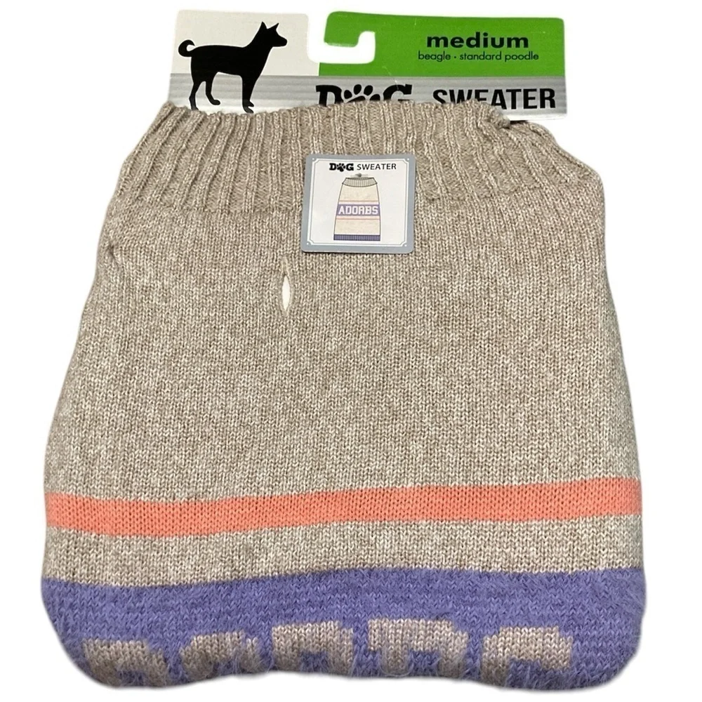 NWT dog sweater ADORBS Medium up to 40 lbs pet lavender beige